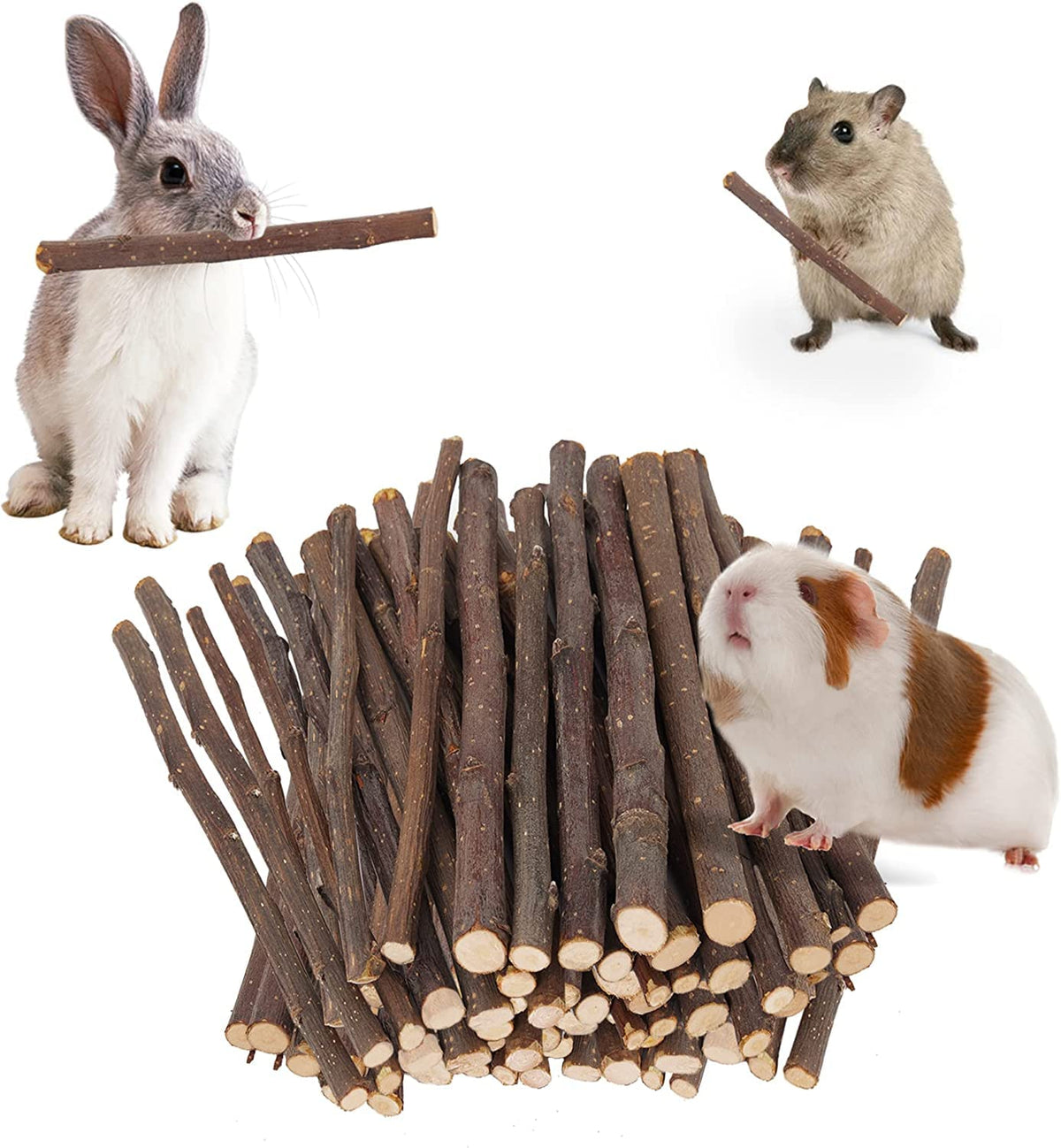 700g Apple Sticks Molar Wood Treats, Rabbit Toys Chinchilla Guinea Pig Bunny Toys Wood Chews Sticks for Teeth Rabbit Food Guinea Pig Hamster Gerbil