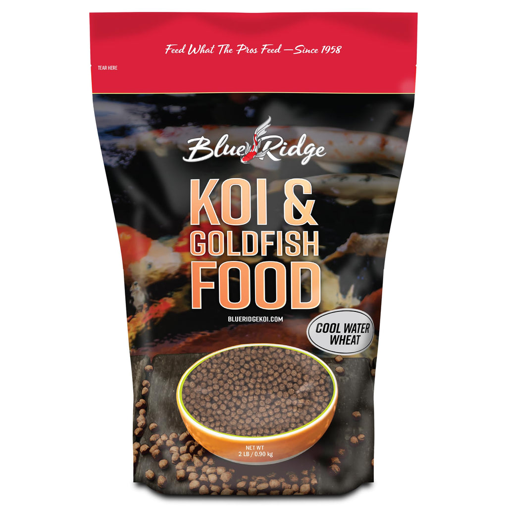Blue Ridge Koi Fish Food 2lb - Cool Water Wheat 3/16", Fall and Winter Floating Pond Pellets, Ponds Fish Food
