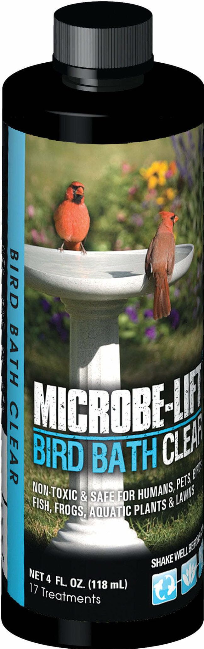 Microbe-Lift Bird Bath Clear Two-in-One Water Cleaner – 4 Oz – Safe for Birds, Fish & Frogs – Cleans Outdoor Birdbaths & Fountains – Natural Formula