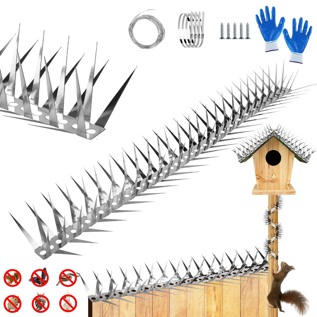 Bird Spikes 40 Inch Stainless Steel Bird Deterrent, Snake and Raccoon Deterrent, Squirrel Baffles for Bird Feeders, Anti Climb Spikes