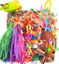 KATUMO Conure Toys, Bird Grass Mat Parakeet Shredder Hanging Toy Cockatiel Foraging Entertainments Parrot Climbing Wall Chewy Lovebird Cage