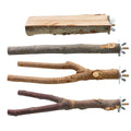 BILLIOTEAM 4 Pack Natural Wood Bird Perch Parrot Stand Branches Fork Toys,Pet Bird Cage Wooden Hanging Perch Platform Hammock Swing Toy for Small