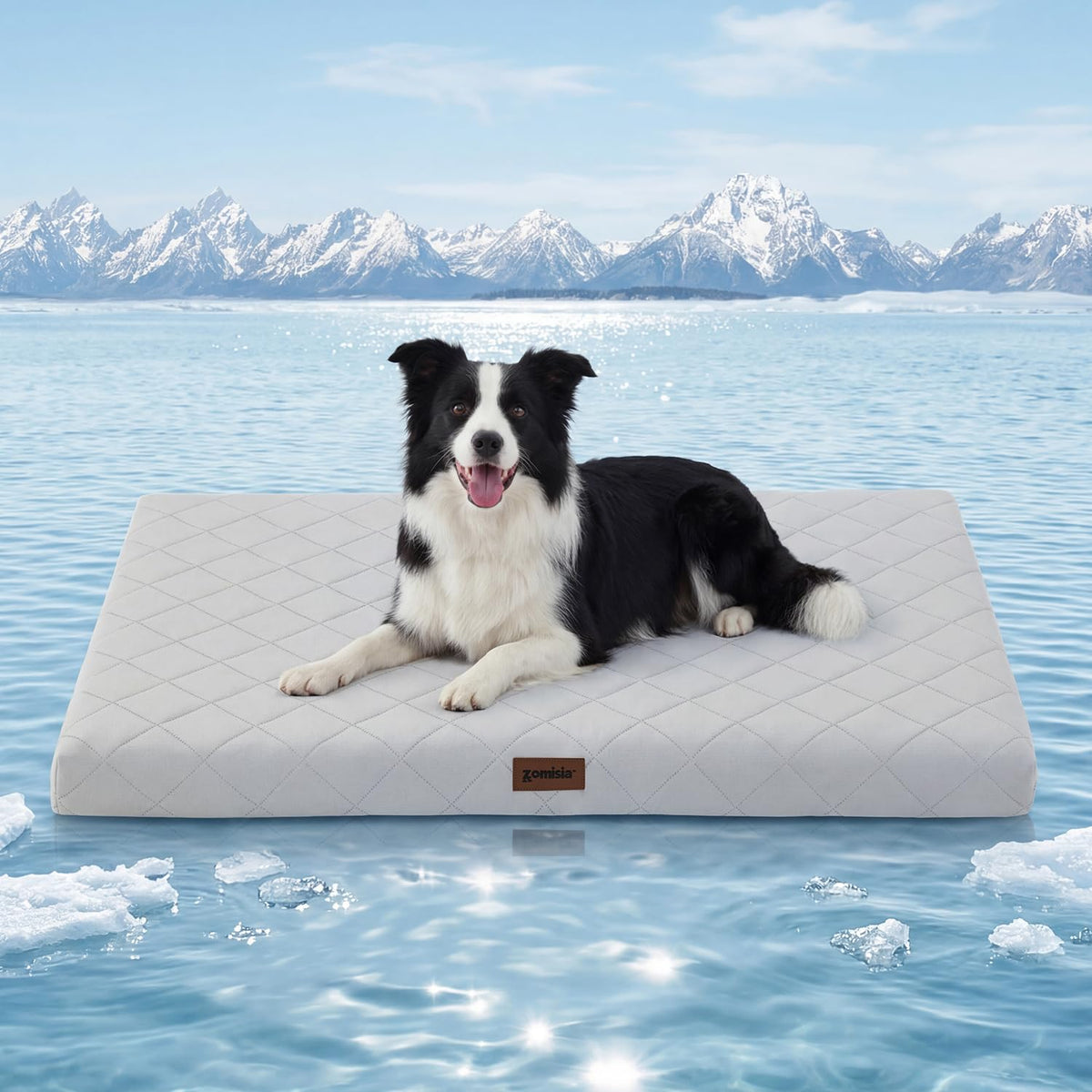 ZOMISIA Cooling Dog Bed for Crate, Q-Max>0.5 Cooling Mat with Removable Washable Cover, Orthopedic Egg Crate Foam Summer Pad for Extra Large Dogs