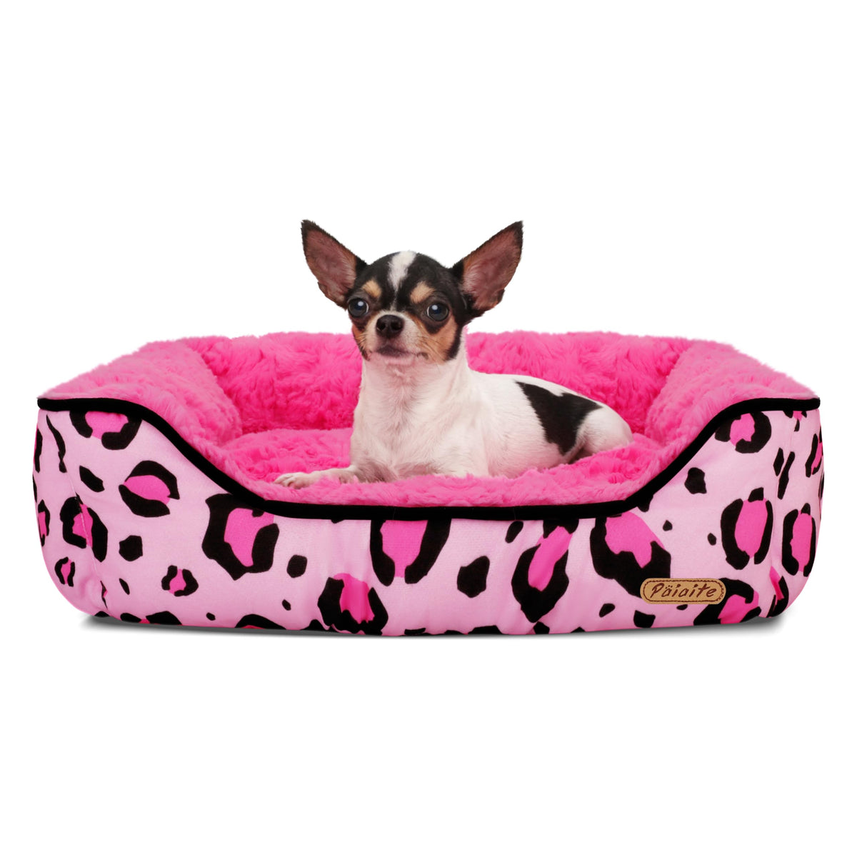 Rectangle Washable Dog Bed for Large, Medium & Small Dogs – Soft Calming Puppy Beds, Durable Warm Pet Sofa with Non-Slip Bottom for Indoor Use.Pink S
