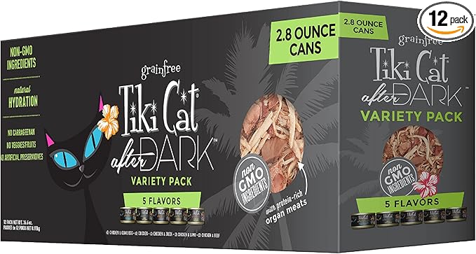 Tiki Cat After Dark Wet Cat Food, Variety Pack, 2.8 oz. Cans (12 Count)