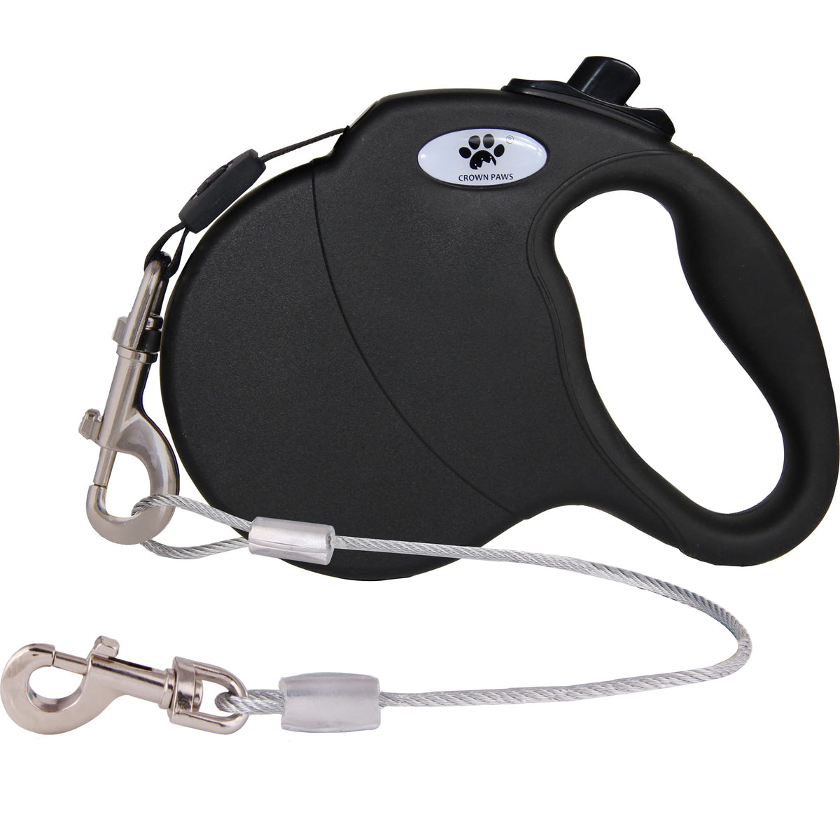 16ft Retractable Dog Leash for Large Breed Dogs up to 110 lbs with a Detachable Chew Proof Extender Wire Ropes (Black L)