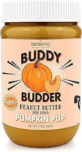 Pumpkin Pup Buddy BUDDER, 100% Natural Dog Peanut Butter, Healthy Peanut Butter Dog Treats, Made in USA, (17oz Jars)