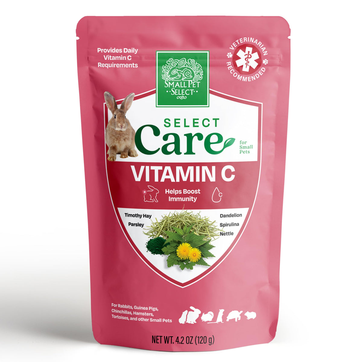 Small Pet Select - Select Care Vitamin C Support Supplement, Natural High Fiber Timothy Hay Based Treats for Rabbits, Guinea Pigs, Hamsters, Other