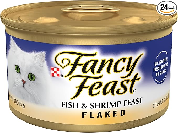 Purina Fancy Feast Wet Cat Food Flaked Fish and Shrimp Feast - (Pack of 24) 3 oz. Cans