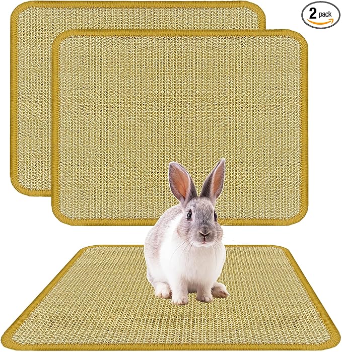DYAUS Rabbit Scratching Pad, Sisal Bunny Scratch Pad, Natural Rabbit Foraging Mats for Cages, Indoor Bunny Toys Accessories for Bedding Biting
