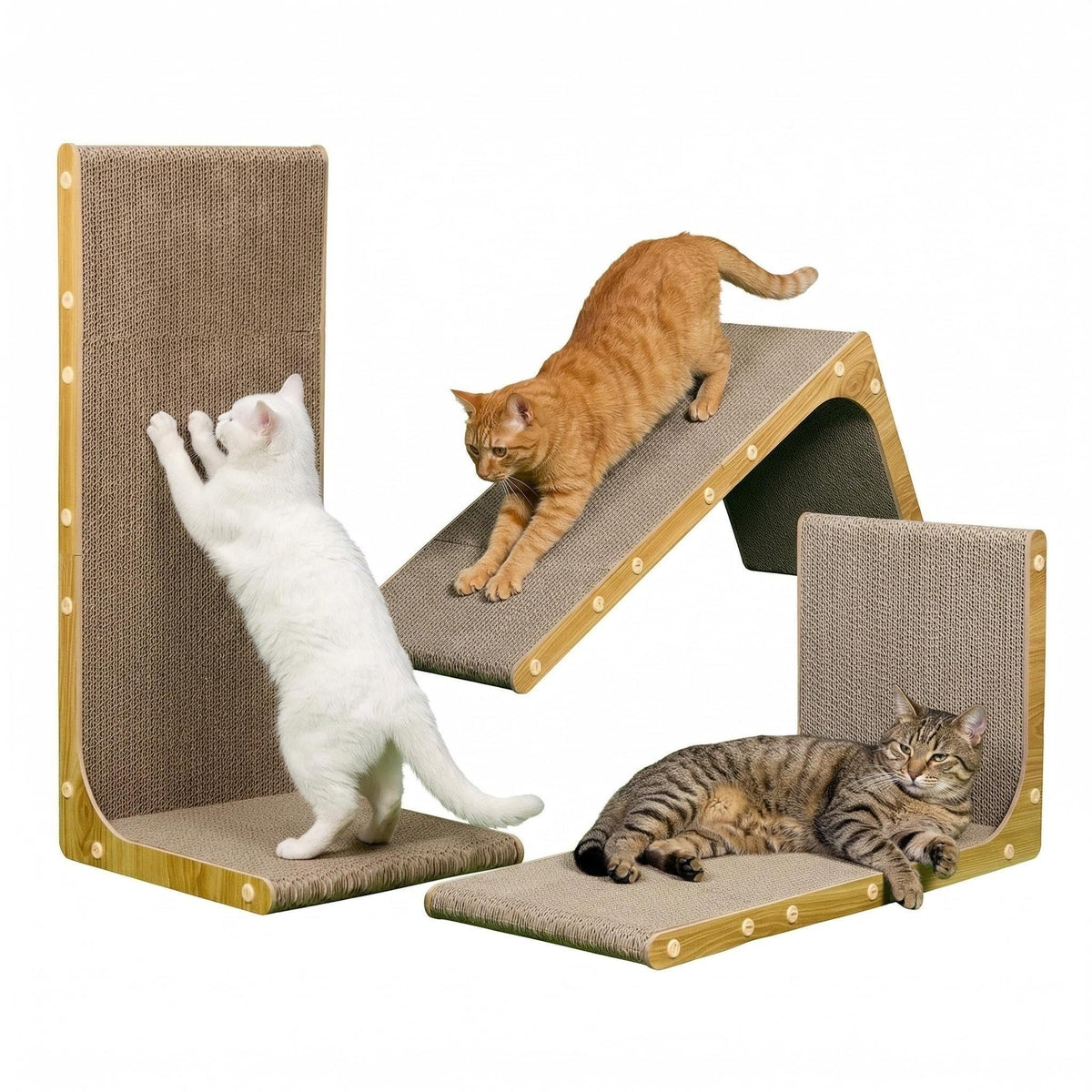 SMARTBEAN 3-Pack Cardboard Cat Scratcher for Indoor Cats, 23 Inch L Shaped Vertical Cat Scratching Post, Cat Scratching Board for Wall and Couch
