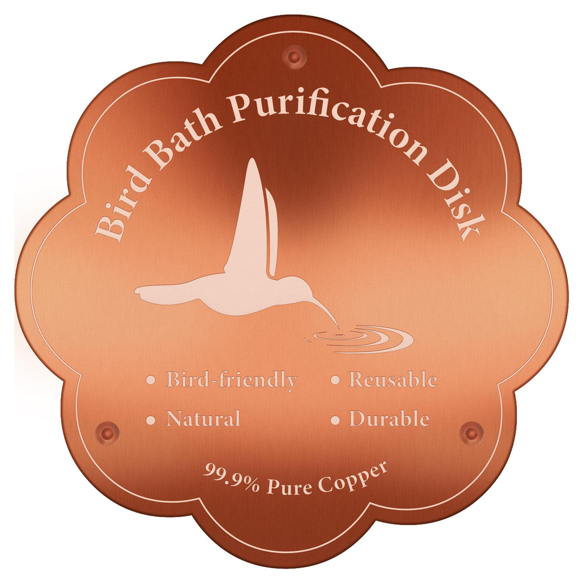 1P 4inches Bird Bath Purification Disk, 99.99% Pure Copper Bird Bath Disc Safe Birdbath Cleaner Disks for Outdoor All-Season Use 0.6mm Birdbaths