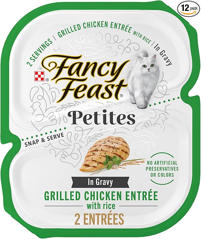 Purina Fancy Feast Petites Grilled Chicken Entrée With Rice In Gravy Gourmet Wet Cat Food - (Pack of 12) 2.8 oz. Tubs