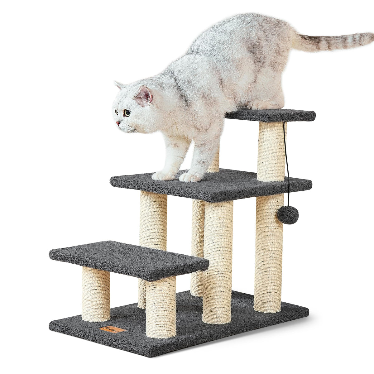 Pawque Dog Stairs & Cat Scratching Post Pet Steps for High Beds Couch, High-Strength Boards Holds up to 150 lbs for Indoor Small Cats Kittens Dogs