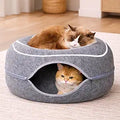 Peekaboo Cat Cave Donut - Cat Tunnel Bed for Indoor Cats – Cute Patterns Hideaway for Multiple & Large Cats, Scratch-Resistant (Dark Gray)