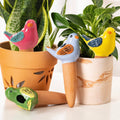 4 Pack Self Watering Bird Shaped Globes, Terracotta Vacation Planters Devices with Slow Release Automatic Watering Spikes, Plant Watering Pots for