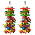 RUBY.Q 2 Pack Large Parrot Toy, 20in Bird Parrot Toy, Multicolored Natural Wooden Bird Chewing Toys for Large Macaws, African Grey and a Variety of