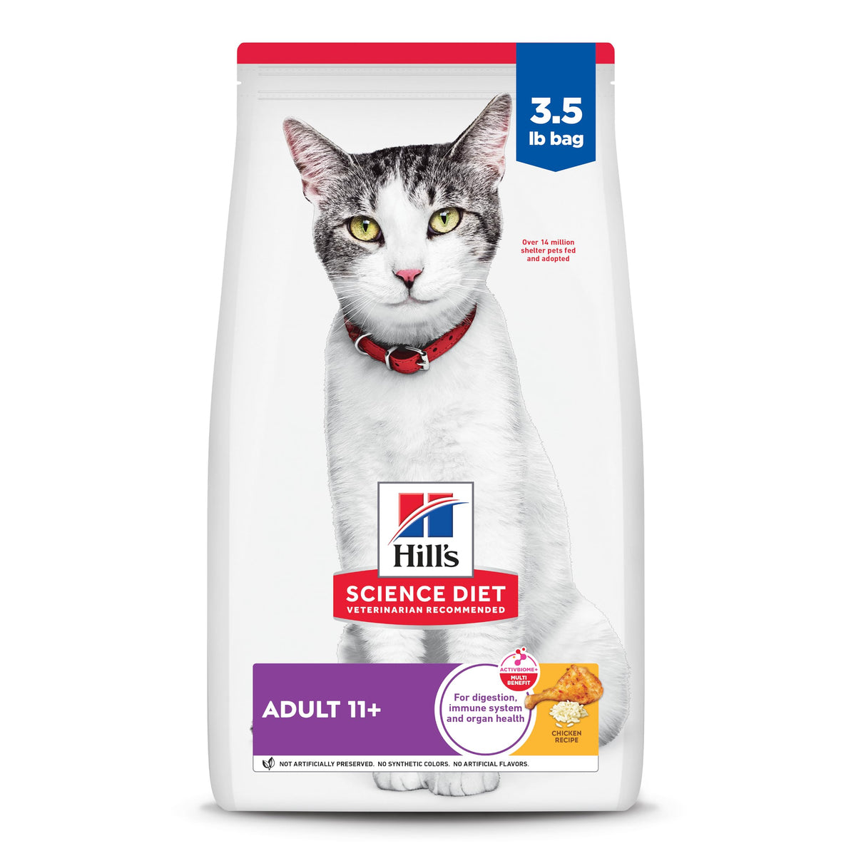 Hill's Science Diet Senior 11+ Dry Cat Food, Chicken, 3.5 lb. Bag