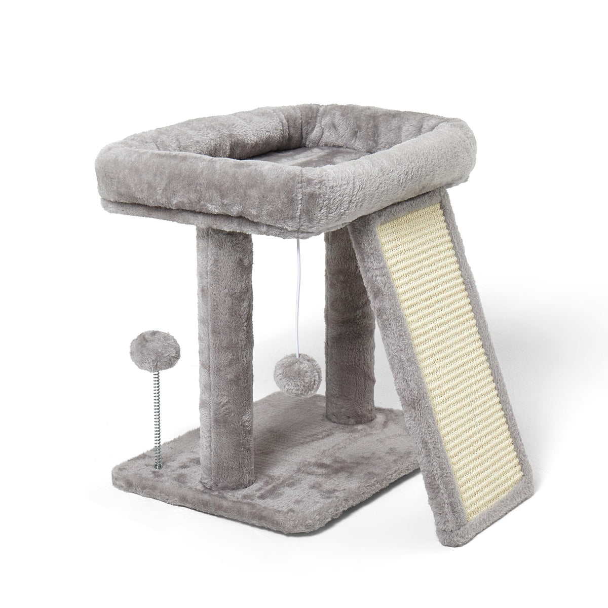 17.1-inch Small Cat Tree Tower with Scratching Post for Indoor Cats,Light Grey