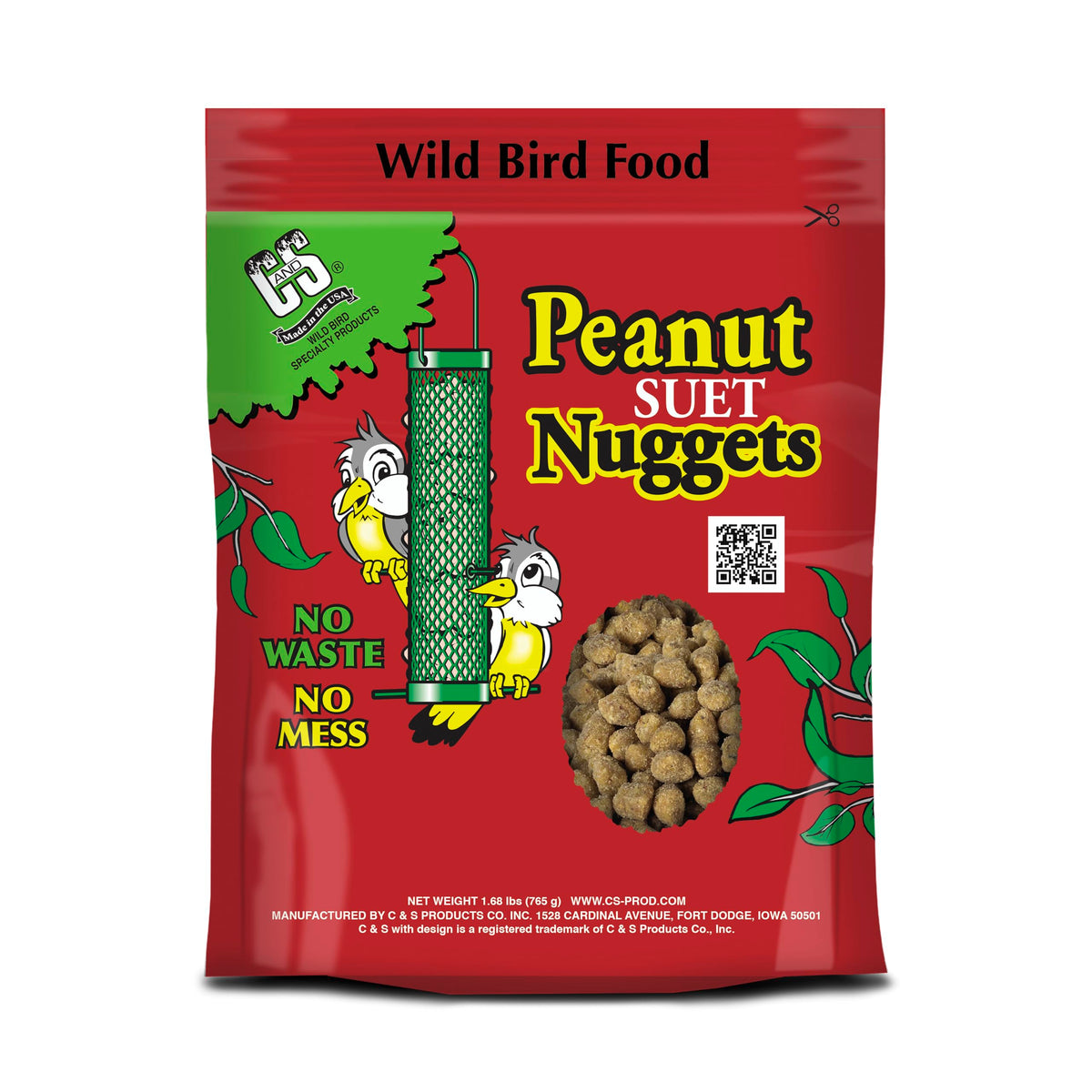 C&S Peanut Suet Nuggets, Outdoor Wild Bird Food for Nuthatches, Woodpeckers and Chickadees, 27 Ounces