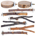 Libiline 8 Pieces Bird Perch Natural Wooden Parrot Perch Stand Fork Toys Hanging Multi-Branch Perches Platform Hammock Swing Toy for Macaws, Small