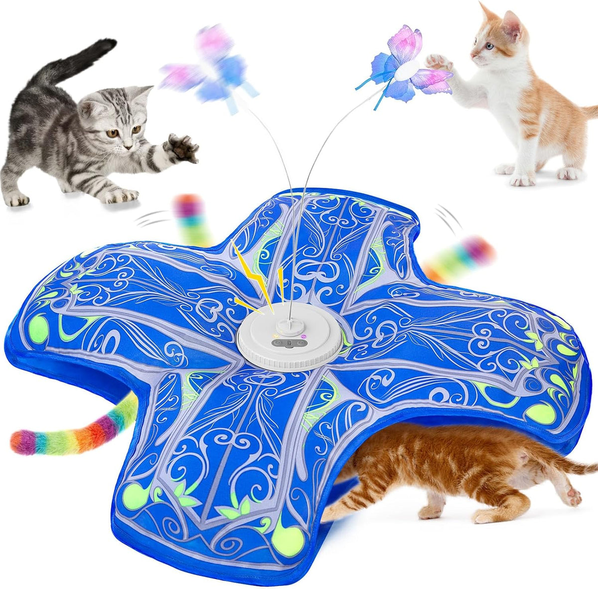Interactive Cat Toys for Indoor Cats,[Newly Upgraded] Rechargeable Touch Activated Hide and Seek Kitten Toys for Bored Indoor Adult Cats with