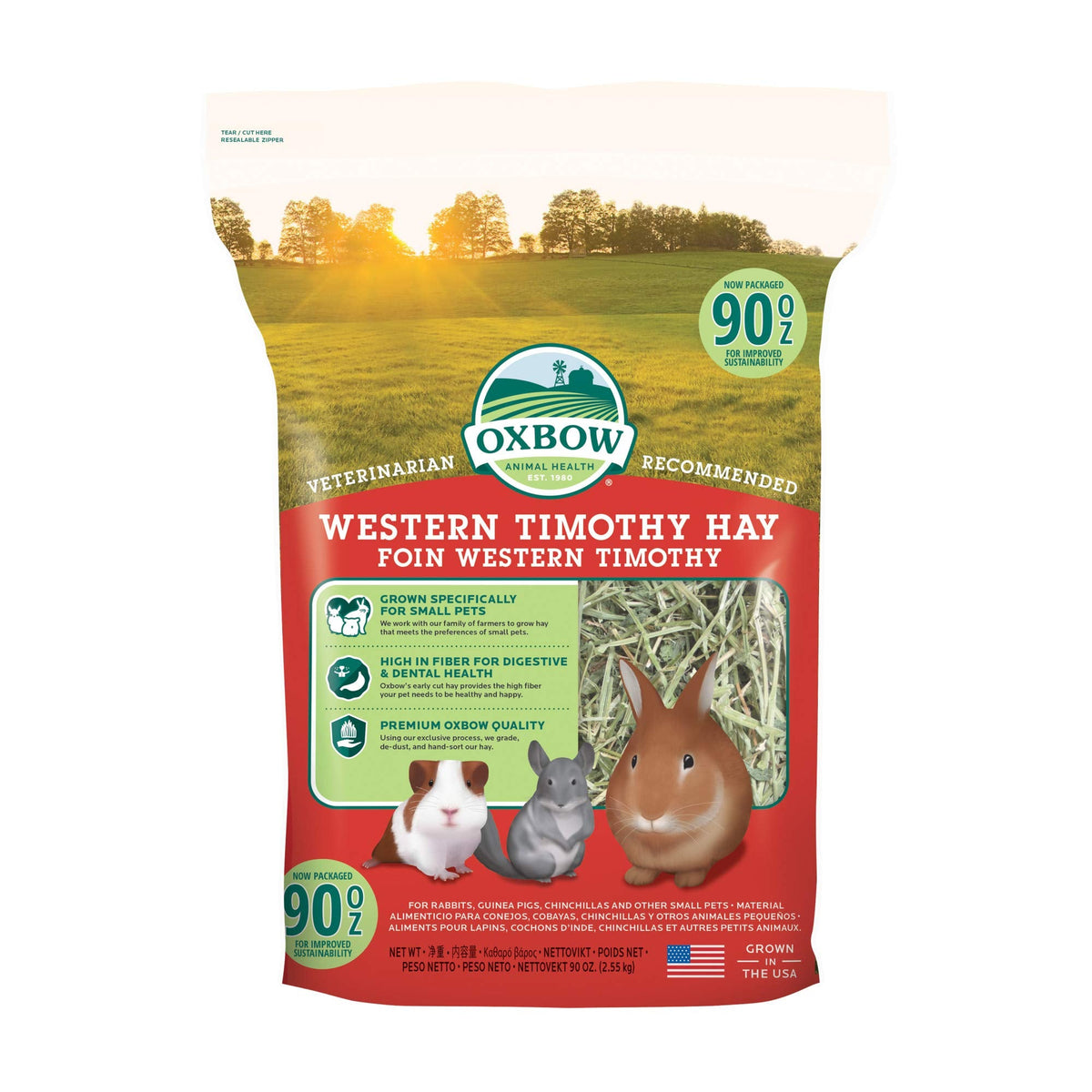 Oxbow Western Timothy Hay, Guinea Pig Hay, Small Pet Bunny Supplies, All Natural Grass for Guinea Pig, Bunny, Chinchilla & Hamster, Oxbow Rabbit