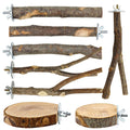8 PCS Bird Perch Set for Cage - Natural Apple Wood Platforms & Hardwood Branches for Parakeets, Budgies, Cockatiels - Small Bird Habitat Gym
