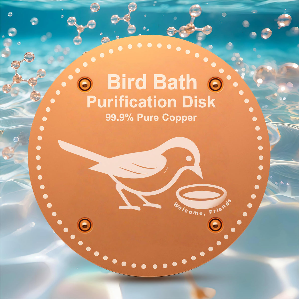 Bird Bath Purification Disk Pure Copper Outside Winter Solar Power Birdbath Heater Deicer Cage Hanging Bowl Metal Warmer Deck Railing Glass Concrete