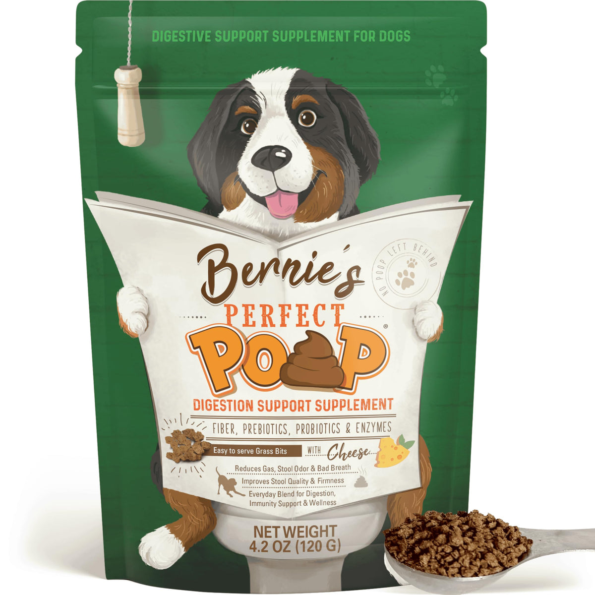 Perfect Poop Digestion & General Health Supplement for Dogs: Fiber, Prebiotics, Probiotics & Enzymes Relieve Digestive Conditions, Optimize Stool