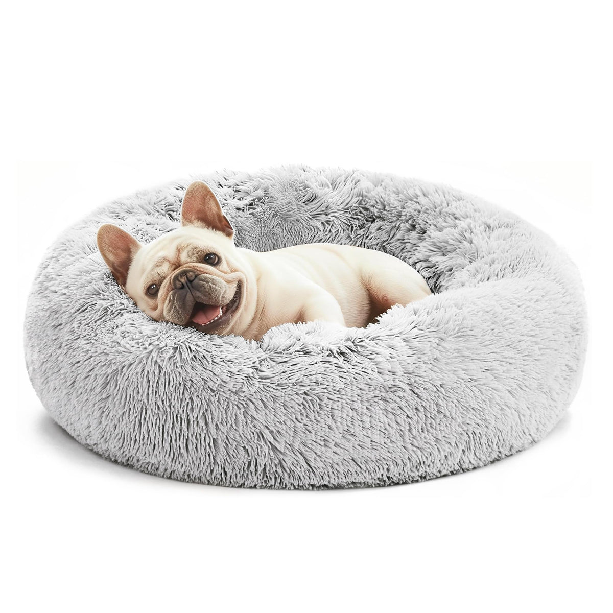 Love's cabin Calming Cat Bed for Indoor Cats, Anti-Anxiety Donut Round Dog Bed, Fluffy Faux Fur Washable Pet Bed for Small Medium Dogs and Cats