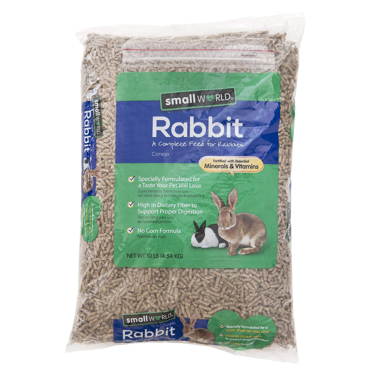 Small World Rabbit Food, Complete Feed, Pelleted Food for Rabbits, Fortified with Essential Vitamins & Minerals for Daily Health, High-Fiber Diet for