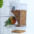 Hamiledyi No Mess Bird Cage Feeder Automatic Parrot Seed Feeders with Perch Acrylic Transparent Seed Food Container Cage Accessories for Small and