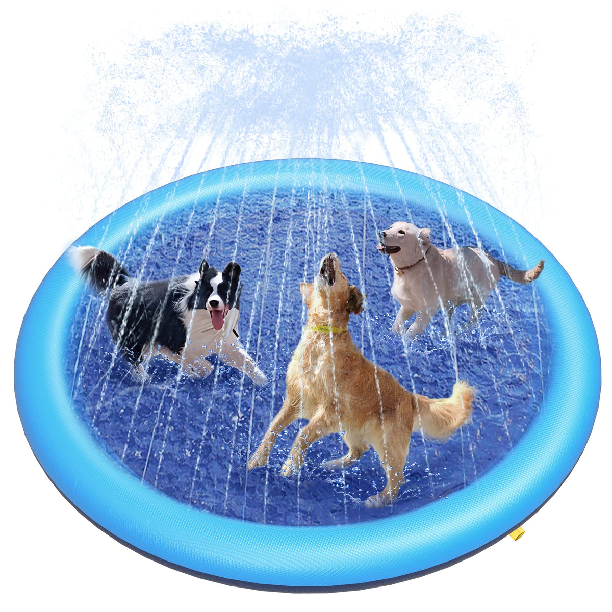Peteast Splash Pad for Dogs & Kids - Anti-Slip Dog Pool for Large Dogs, 0.58 mm Thickened Durable Outdoor Water Play Mat, Summer Sprinkler Toy for
