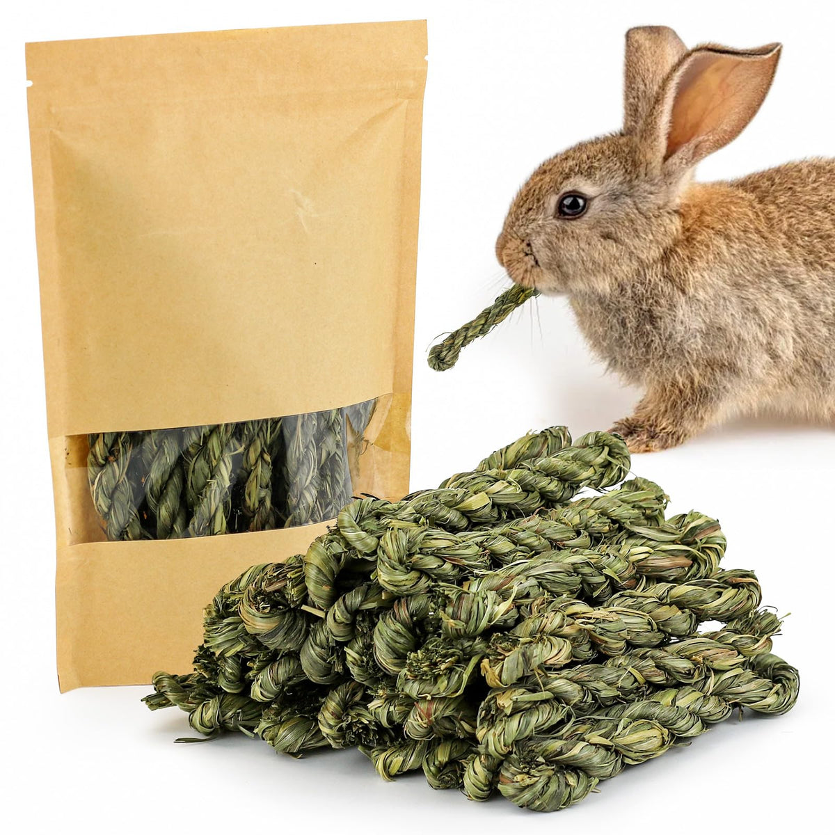 25pcs Rabbit Timothy Hay Toy for Bunny Small Animal Treats Natural Grass Stick Chew Toys Snacks Molar Teeth Grinding for Guinea Pigs Chinchillas