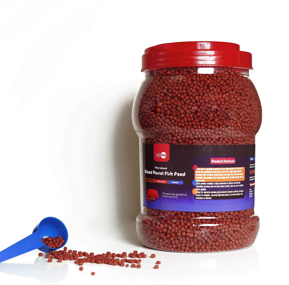 High Protein Floating Sticks Fish pellets for Arowana,Oscars,Flower Horns,Red Parrots Arowana pellets,1kg (2.2lb) (Parrot Fish Pellets)