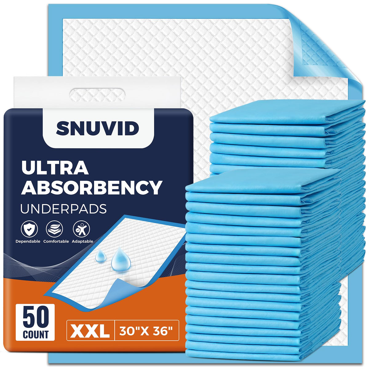 50 Pack Super Absorbent Disposable Bed Pads for Adult (30" x 36") - Ultra Thick Leakproof Chucks Underpads for Incontinence Adults, Seniors & Pets