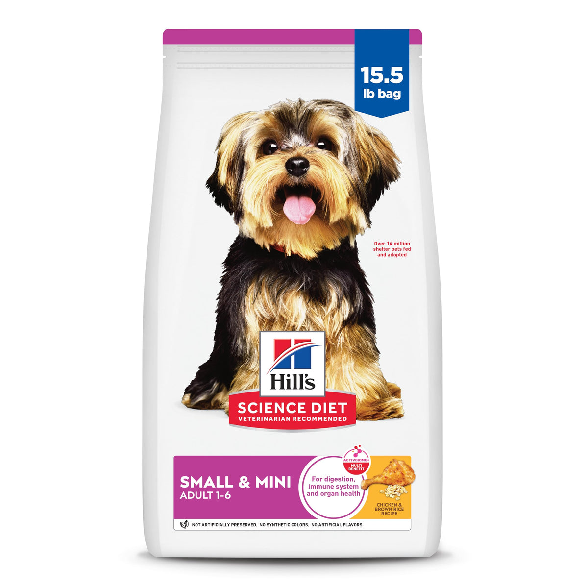 Hill's Science Diet Adult 1-6 Small & Mini Dry Dog Food, Chicken & Brown Rice, 15.5 lb. Bag