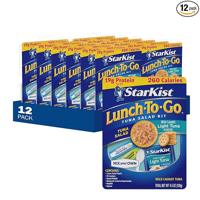 StarKist Lunch-To-Go Mix Your Own Tuna Salad, Chunk Light Tuna Pouch, 4.5 Ounce Kit, 12 Pack