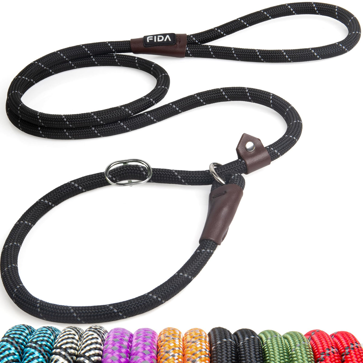 Fida Durable Slip Lead Dog Leash, 6 FT x 1/2" Heavy Duty Dog Loop Leashes, Comfortable Strong Rope Slip Leash for Large Medium Dogs, No Pull Pet