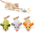 Potaroma Cat Toys: 3pcs Squeak Mice Interactive Catnip Silvervine Animals for Indoor Kittens - Dental Matatabi Cat Nip & Chew Exercise Toy for All