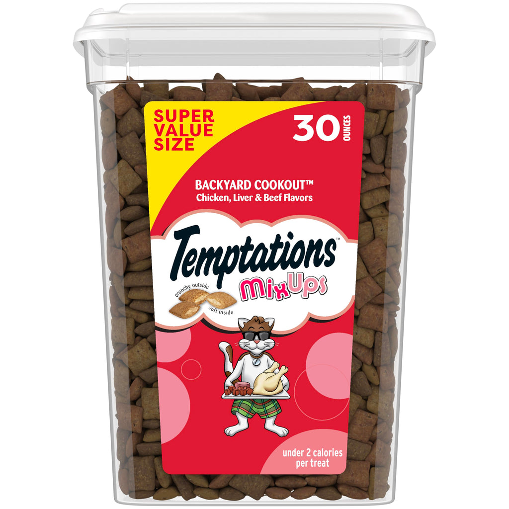 Temptations Cat Treats MixUps Backyard Cookout Flavor Crunchy, Soft Cat Treats, 30 oz. Tub