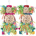 Bissap 2PCS Bird Parrot Foraging Shredder Hanging Toys Sola Balls Sepak Takraw with Pacifier for Small Parrots Parakeets Conures Cockatiels Love