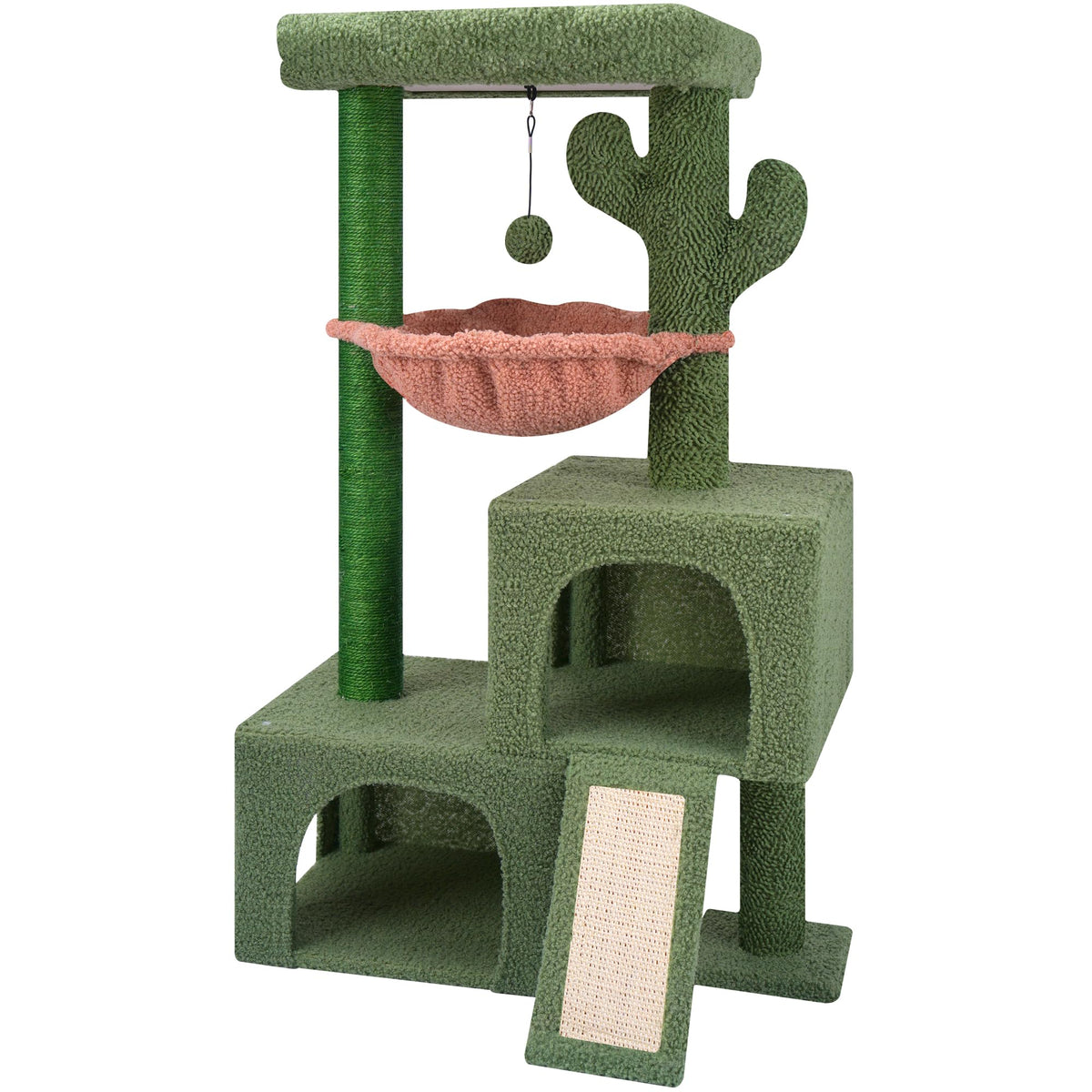 AIWIKIDE 37.4" Cactus Cat Tree Tower with Twin Cat Condos for Indoor Cats, All-in-One Activity Center with Cat Scratching Post Cozy Sleeping Perch