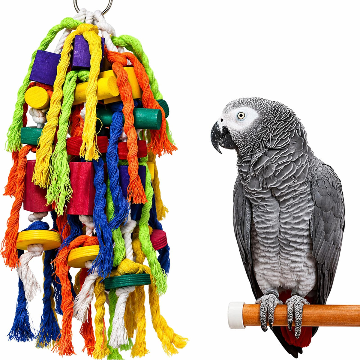 Rypet Large and Small Parrot Chewing Toys Parrot Cage Bite Toy Wooden Block Tearing Toys for Conures Cockatiels African Grey and Other  Parrots