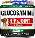Glucosamine Treats for Dogs - Joint Supplement w/Omega-3 Fish Oil - Chondroitin, MSM - Advanced Mobility Chews - Joint Pain Relief - Hip & Joint Care