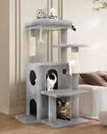 Globlazer Cat Tree Tower for Indoor Cats, 50-inch Adult Cat Tree House for Large Adult Cats with Steps, Scratching Post, 2 Cat Caves, Dangling Toys