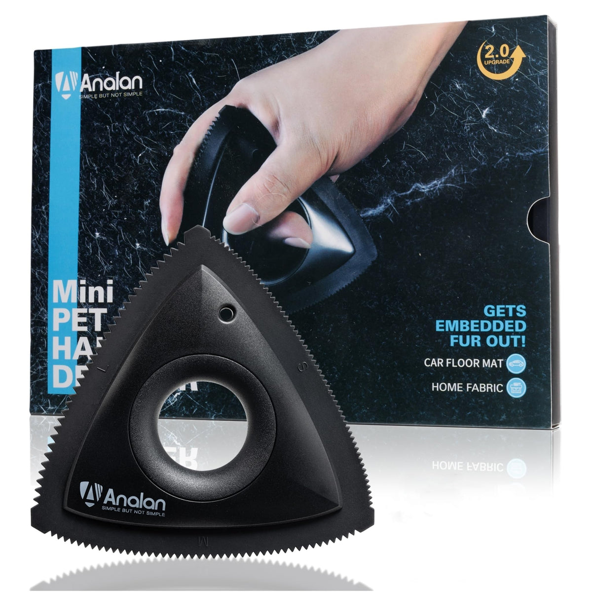 Analan Mini Pet Hair Remover for Car Detailing Supplies, Carpet Dog Hair Remover for Car Interior, Triangle Dog Hair Remover for Auto Detailing