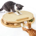 ZOMISIA Cat Scratcher with Ball Track Toy, Sisal Scratch Pad for Indoor Adult Cats, Wooden Interactive Cat Puzzle Toys for Kitten Mental Stimulation