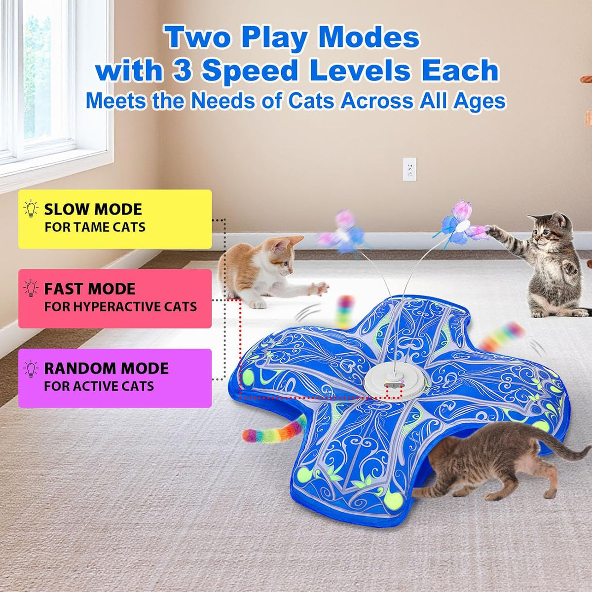 Interactive Cat Toys for Indoor Cats,[Newly Upgraded] Rechargeable Touch Activated Hide and Seek Kitten Toys for Bored Indoor Adult Cats with